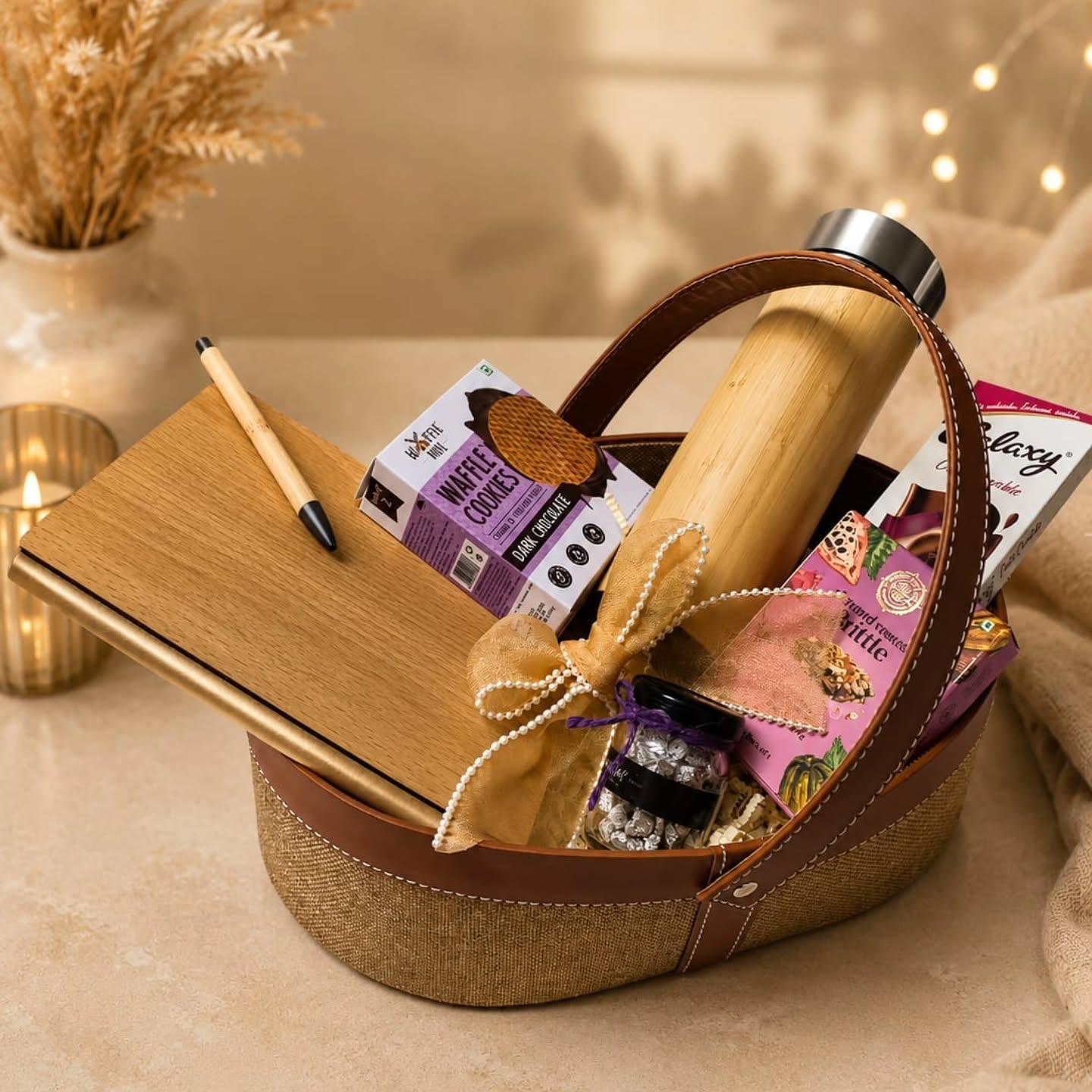 Signature jute basket hamper
